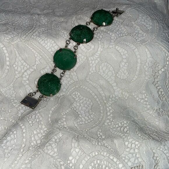 Elegant Vintage Green Aventurine Bracelet - Picture 3 of 9